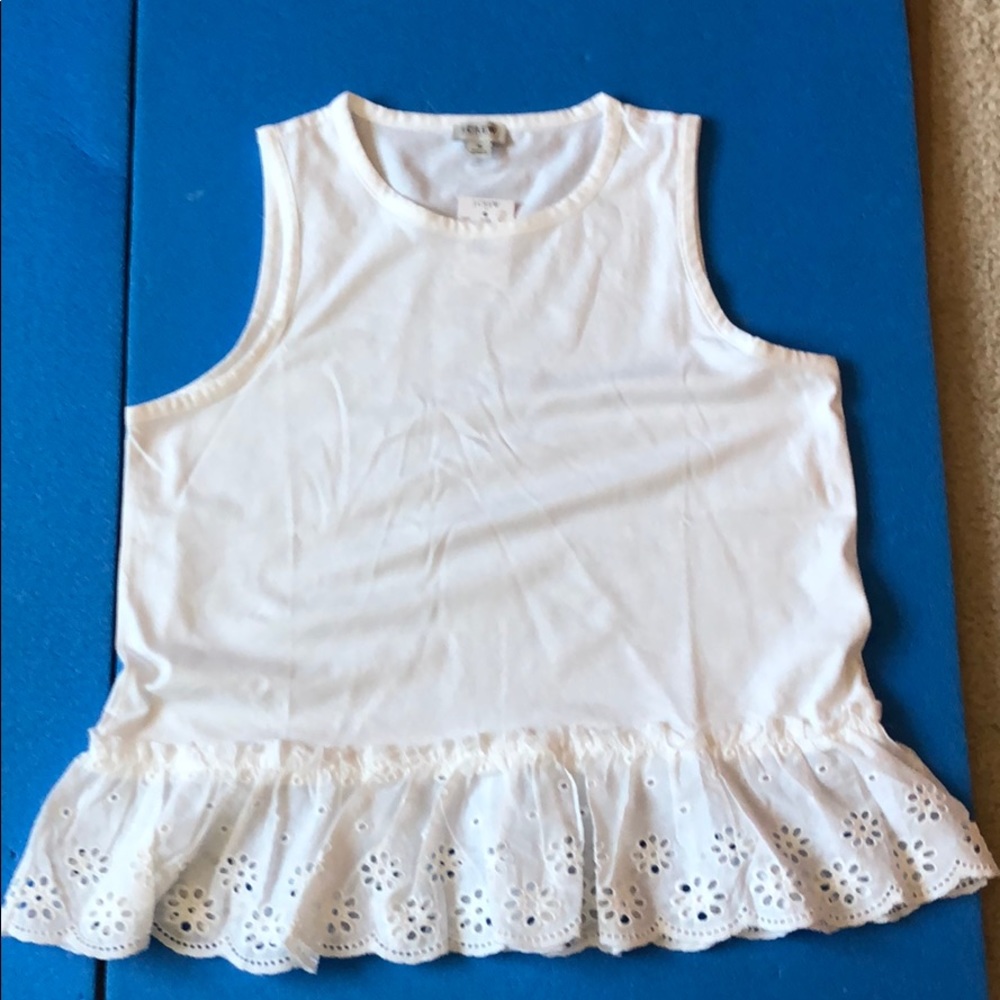 Jcrew eyelet-hem white tank top brand new with tag